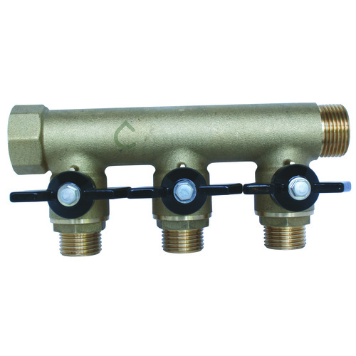 Collecteur mâle-femelle 1'' (26/34), 3 départs mâle 1/2'' (15/21), pour sanitaire et chauffage - Somatherm